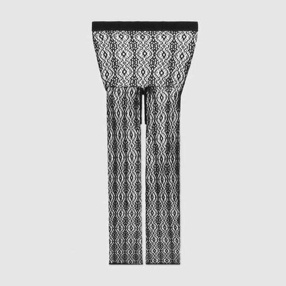 Gucci Rhomboid Lace Effect Footless Tights - Picture 1 of 10